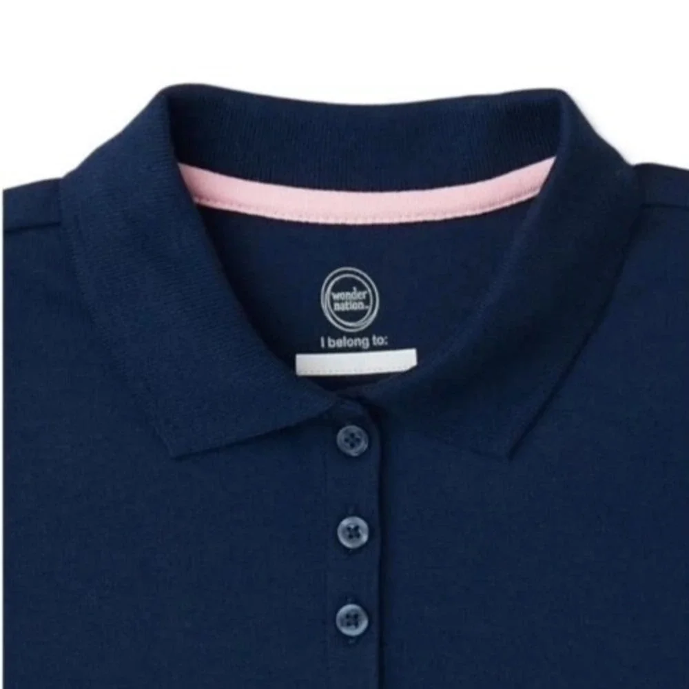 Wonder Nation Girls Polo Shirt Size XL (14-16) Plus Navy School Uniform Cotton